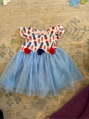 Patriotic Red, White & Blue Tulle Party Dress - Kids Costume